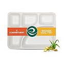 ECO SOUL [100 Pack, 5-Compartment Disposable Meal Tray|Compostable Bagasse Plates|Eco-Friendly Biodegradable Dinner Plates|Party, Wedding, Event Plates (White)