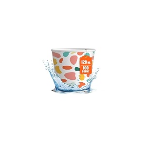 eco soul 120 ml 100 count disposable multi-colour paper cups plastic-free aqueous coated  eco-friendly amp biodegradable cups  use amp throw party glasses  ideal for tea coffee amp water  190 gsm