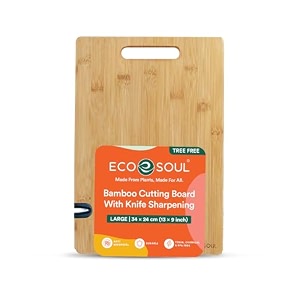 eco soul bamboo cutting board with built-in knife sharpener large34x24cm