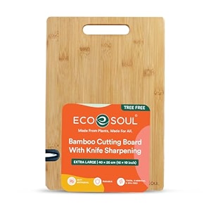 eco soul bamboo cutting board with built-in knife sharpener xl40x26cm