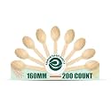 ECO SOUL [160mm, 200 Pack] Disposable Spoons | Wooden Dining Flatware | Ideal for Kids Birthday, Wedding & Party