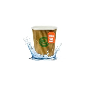 eco soul 120 ml 100 count disposable ripple paper cups  plastic-free aqueous coated  eco-friendly amp biodegradable hot cups  use amp throw party glasses  ideal for tea amp coffee  420 gsm