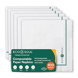 eco soul 2 ply 200 count premium paper napkin  pack of 4 50 pulls per pack  eco friendly disposable tissue paper biodegradable everyday hand paper napkin
