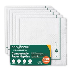 eco soul 2 ply 300 count premium paper napkin  pack of 6 50 pulls per pack  eco friendly disposable tissue paper biodegradable everyday hand paper napkin