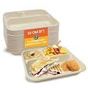 ECO SOUL 3 Compartment Bagasse Meal Tray[9 Inch],Pack of 25,for Daily Meals