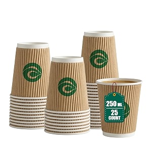eco soul ripple paper cups250mlpack of 25 disposable coffee cups