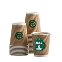 ECO SOUL | Paper Ripple Cups for Hot Drinks | 350 ml – Pack of 10 | Biodegradable, Ripple-Wall, Heat-Resistant Disposable Coffee Cup for Tea, Coffee & Hot Drinks (Brown)