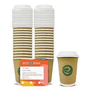 eco soul ripple paper cups250mlpack of 25 disposable coffee cups