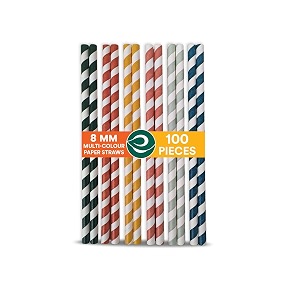 eco soul 8 mm 200 count biodegradable multicolor paper straws  disposable drinking rainbow eco-friendly compostable paper straws  cocktail cold drink juice smoothie non-bendable