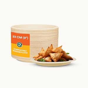 eco soul bagasse disposable paper plates9 inch pack of 50for parties