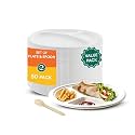 ECO SOUL Biodegradable Disposable Tableware Set | Eco-Friendly and Perfect for Weddings, Birthdays and Parties | Includes 10 inch [25 cm] 3 Compartment Round Plate, 160 mm Birchwood Spoon [50 Each]