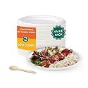 ECO SOUL Biodegradable Disposable Tableware Set | Eco-Friendly and Perfect for Weddings, Birthdays and Parties | Includes 10 inch [25 cm] Round Plates, 160 mm Birchwood Spoon [50 Each]