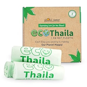 eco friendly garbage bags  medium - 45 bags 3 rolls 15 bags each  19 x 21 inches  compostable amp biodegradable  trashdustin cover  leak-proof no smell  for dry amp wet waste bag