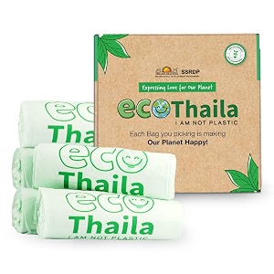 eco friendly garbage bags  medium - 75 bags 5 rolls 15 bags each  19 x 21 inches  compostable amp biodegradable  trashdustin cover  leak-proof no smell  for dry amp wet waste bag