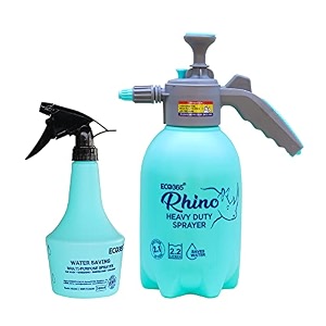 eco365 rhino heavy duty multipurpose sprayer pack of 2  22l amp 1l spray bottles for plants  adjustable nozzle for jet amp mist flow  water spray for plants amp glass cleaning blue