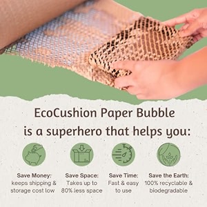ecocushion honeycomb paper roll  plastic-free bubble wrap substitute  50m x 15 inches  expandable upto 75m  made in india