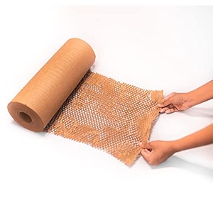 ecocushion paper roll  100m x 1534 roll  ecofriendly honeycomb design bubble wrap  expandable up to 150m  brown