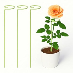 ecofynd 18 inches metal trellis for plants light green pack of 3 single stem flower plant support garden climbing plant trellis for amaryllis orchid lily rose tomatoes tr003