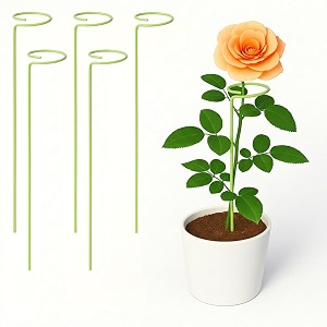 ecofynd 18 inches metal trellis for plants light green pack of 5 single stem flower plant support garden climbing plant trellis for amaryllis orchid lily rose tomatoes tr003