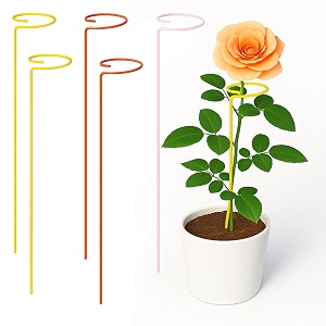 ecofynd 18 inches metal trellis for plants pink yellow orange pack of 5 single stem flower plant support garden climbing plant trellis for amaryllis orchid lily rose tomatoes