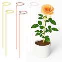 ecofynd 18 Inches Metal Trellis for Plants (Pink, Yellow, Orange, Pack of 5), Single Stem Flower Plant Support, Garden Climbing Plant Trellis for Amaryllis, Orchid, Lily, Rose, Tomatoes