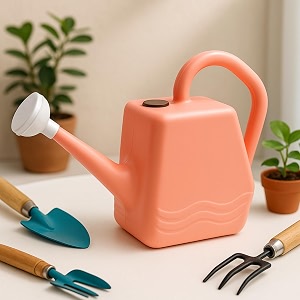 ecofynd 2 liters plastic watering can with long spout for indoor amp outdoor gardening ideal for plants amp gardens peach