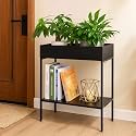 ecofynd Zane Planter Box, 2- Tier Elevated Outdoor - 25 Inch Durable Raised Garden Bed for Herbs, Flowers &amp; Vegetables - Stylish Plant Pots for Patio Decor &amp; Backyard Gardening - Narrow Plant Stand