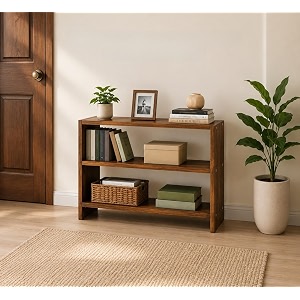 ecoline wooden 3 tier storage shelf for home  multipurpose organizer for books decor plants amp essentials  engineered wood rack for living room bedroom kitchen amp office  walnut brown