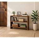 ECOLINE Wooden 3 Tier Storage Shelf for Home | Multipurpose Organizer for Books, Decor, Plants & Essentials | Engineered Wood Rack for Living Room, Bedroom, Kitchen & Office | Walnut Brown