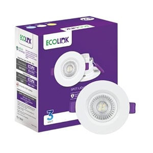 ecolink 3-watt led spot light  2 inch deep jb led spot light for home  colour  warm white pack of 1