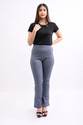 Ecolove Women Relaxed Grey Cotton Blend Trousers