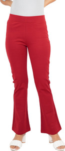 ecolove women relaxed red cotton blend trousers