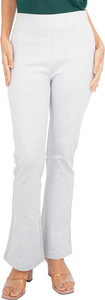 ecolove women relaxed white cotton blend trousers