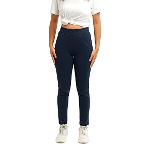 EcoLove Womens Black Ribbed Knit Pants High-Waisted