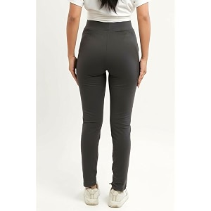 EcoLove Womens Black Ribbed Knit Pants High-Waisted
