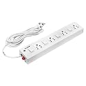 ECONE 4+4 Heavy Duty Metal Body 6 Amp /10 Amp 4 Socket 4 Switch With Led Indicator And Extra Fuse Power Extension Board | Power Strip | Extension Cord (4.4 Mtr Wire), White