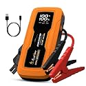EcoNour 2500A Portable Car Jump Starter 12V Battery Booster Pack Up to 8.5L Gas &amp; 6L Diesel Engines – Jump Box with Jumper Cables, USB Charger, LCD Display, LED Flashlight – for Cars, SUVs, Trucks