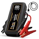 EcoNour 2500A Car Battery Jump Starter 12V Battery Booster Pack Up to 8.5L Gas &amp; 8.5L Diesel Engines – Jump Box with Jumper Cables, USB Charger, LCD Display, LED Flashlight – for Cars, SUVs, Trucks