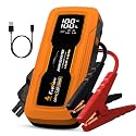 EcoNour car Battery Jump Starter 1600A Peak Up to 7L Gas &amp; 5.5L Diesel Engines 12V Lithium Jump Box with Jumper Cables, USB Charger, LCD Display, LED Flashlight – for Cars, SUVs, Trucks