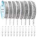 Ecoofor Necklace Chains for Jewelry Making, 62.3 Feet 8 Rolls 304 Stainless Steel Jewelry Chains for DIY Necklace Bracelet Jewelry Making with Stainless Steel Jump Rings/Lobster Clasps/Connectors