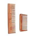 Handmade Natural Pure Healthy Neem Wooden Comb Wide Tooth for Hair Growth,Anti-Dandruff Comb For Women And Men - PACK OF 2