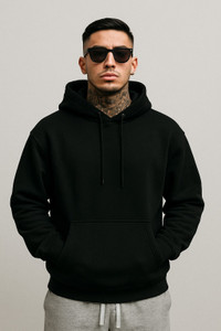 ecorunner men full sleeve self design hooded sweatshirt