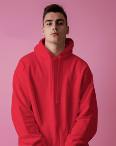 ecorunner solid hooded neck casual men red sweater