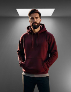 ecorunner solid hooded neck casual men maroon sweater