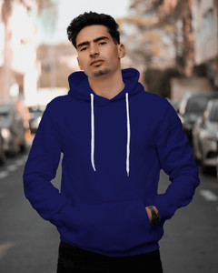 ecorunner solid hooded neck casual men blue sweater