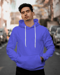 ecorunner men solid hooded neck blue sweater