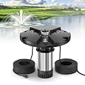 Ecospray 450W Floating Pond Fountain with Built-in RGB LED Lights, for Small Lakes and Large Ponds, 4 Spray Nozzles Included, 100 ft Cord (450W+Light Kit)