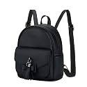 ECOSUSI Mini Backpack for Women Girls Cute Bowknot Small Backpack Purse Ladies Leather Bookbag Satchel Bag, with Charm Tassel Black