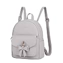 ECOSUSI Mini Backpack for Women Girls Cute Bowknot Small Backpack Purse Ladies Leather Bookbag Satchel Bag, with Charm Tassel Grey