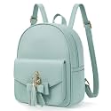 ECOSUSI Mini Backpack for Women Girls Cute Bowknot Small Backpack Purse Ladies Leather Bookbag Satchel Bag, with Charm Tassel Green